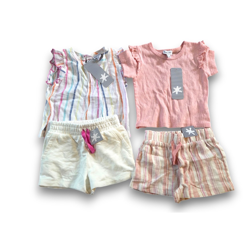NWT Splendid Lot Set Short Sleeve Shirt + Shorts Outfit Baby Infant Girls  6-12m